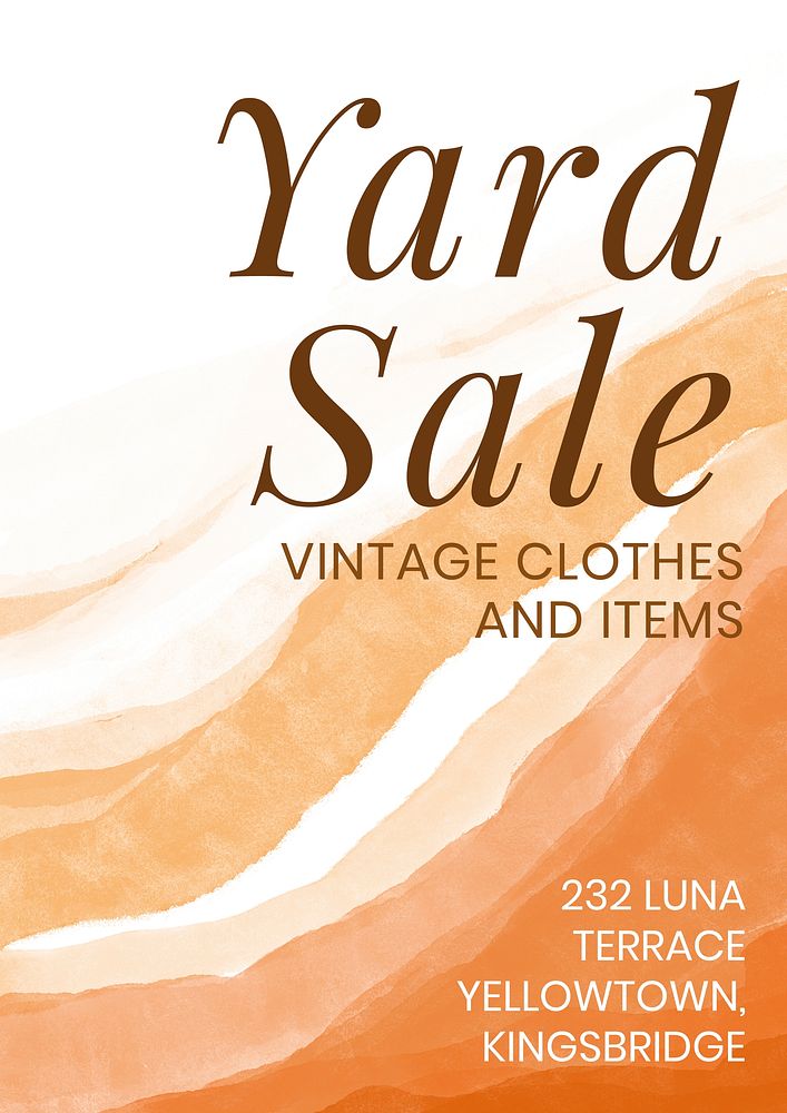 Watercolor promotion poster template abstract background with "Yard Sale" vector