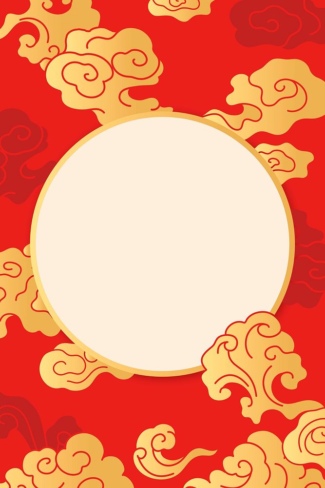 Oriental phone background, Chinese frame cloud illustration psd