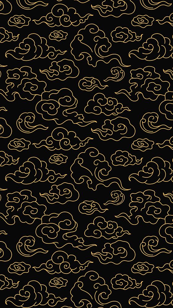 Cloud iPhone wallpaper, gold pattern illustration