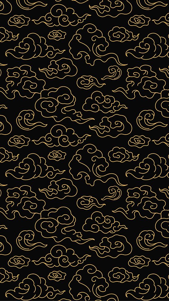 Cloud iPhone wallpaper, gold pattern illustration vector