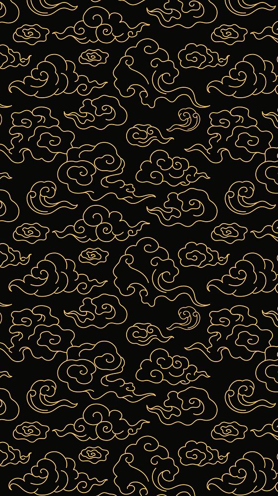 Cloud iPhone wallpaper, gold pattern illustration psd