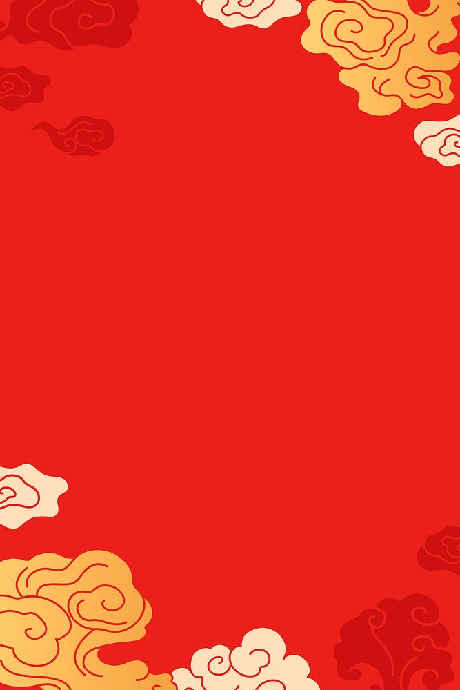 Oriental cloud background, red & gold phone wallpaper psd