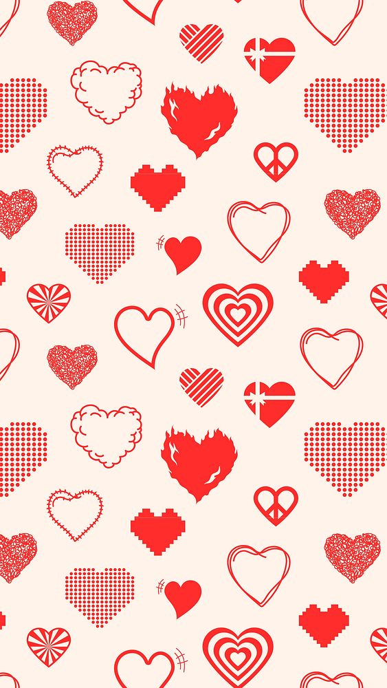 Cute heart pattern background image psd