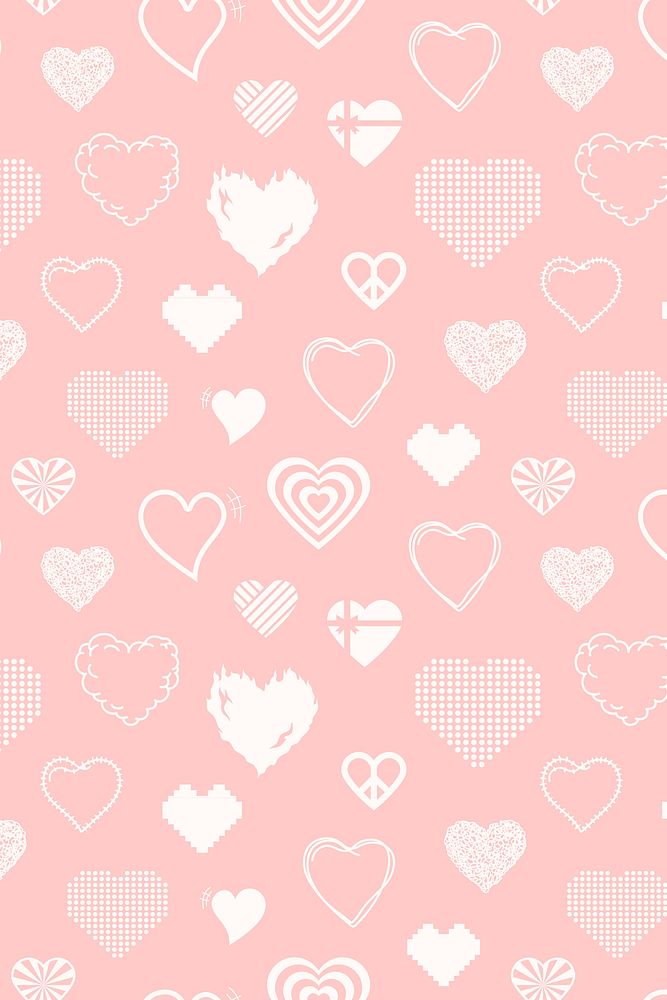 Heart pattern, cute background image psd