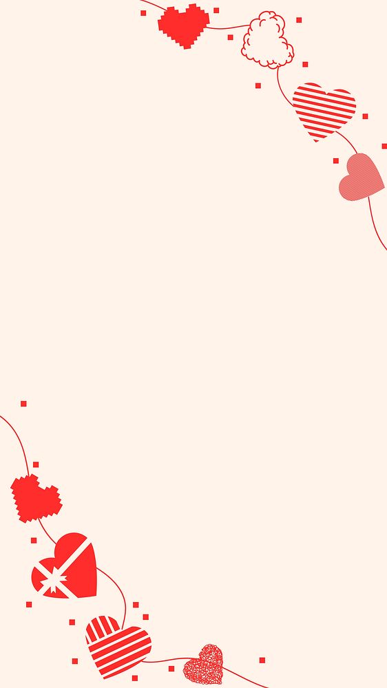 Cute heart border frame psd, Valentine day background design