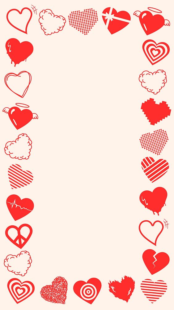 Valentines day frame psd, cute heart border design