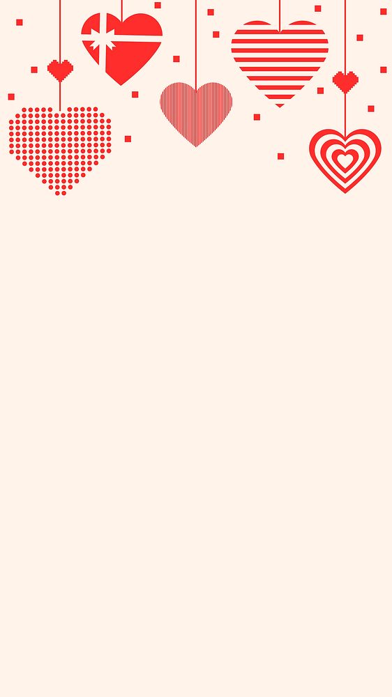 Heart mobile wallpaper vector, cute iPhone border background