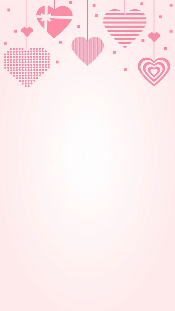 Heart iPhone wallpaper vector, pink cute mobile border background