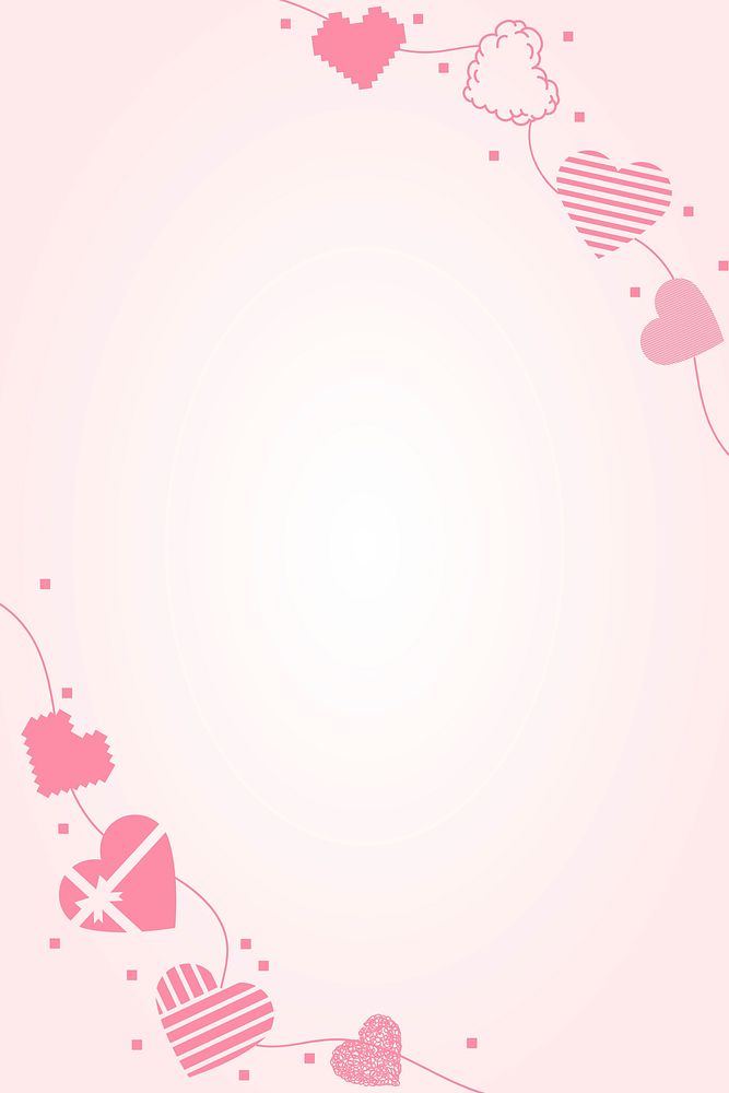 Cute heart border frame psd, pink background design