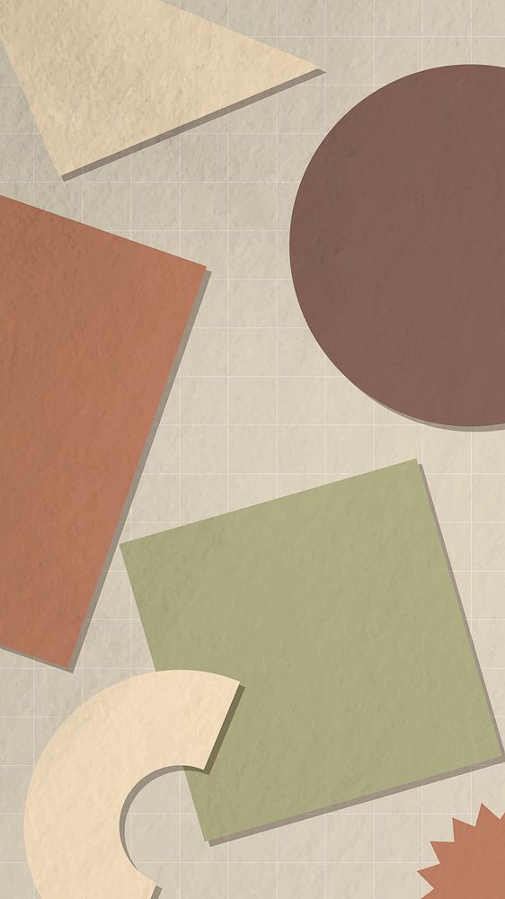 Abstract memphis iPhone wallpaper, earth tone geometric shapes psd
