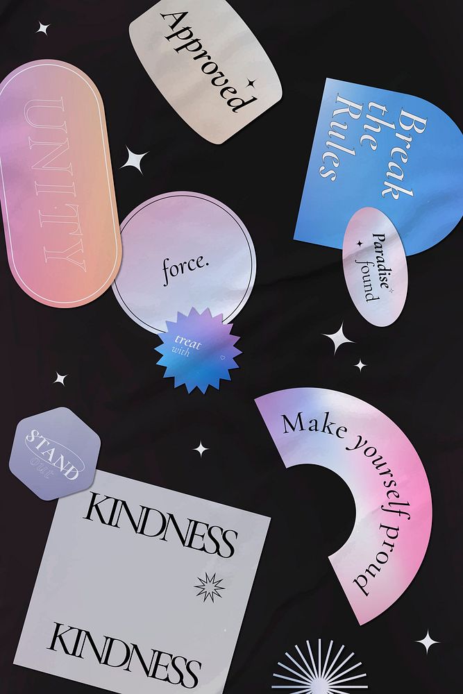 Aesthetic background, empowerment typography holographic psd wallpaper