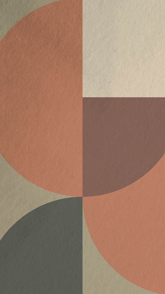 Bauhaus phone wallpaper, brown earth tone vector background