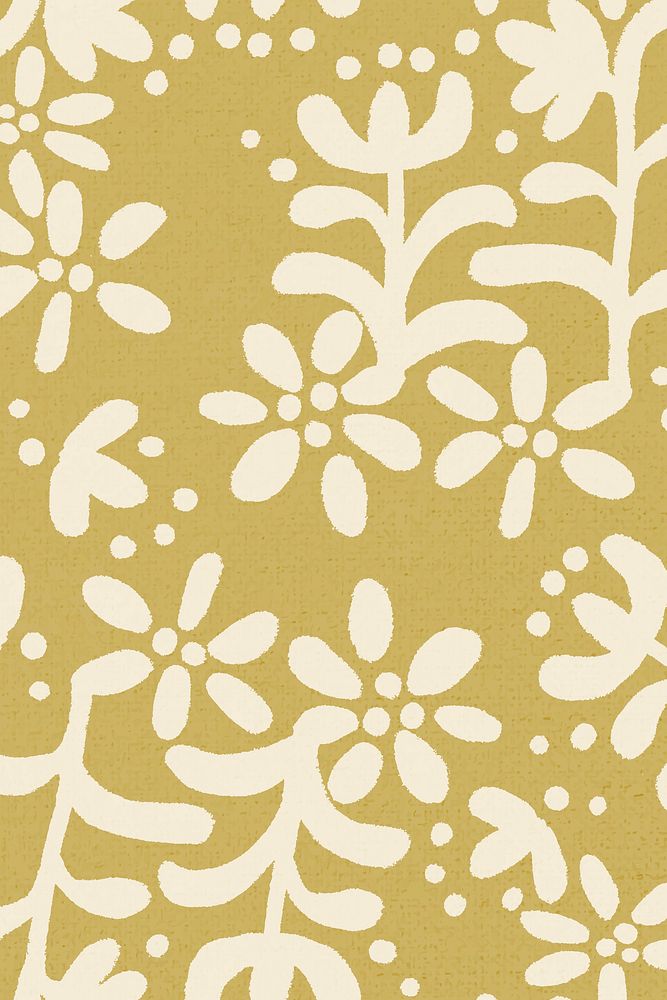 Floral pattern, fabric vintage background vector in yellow