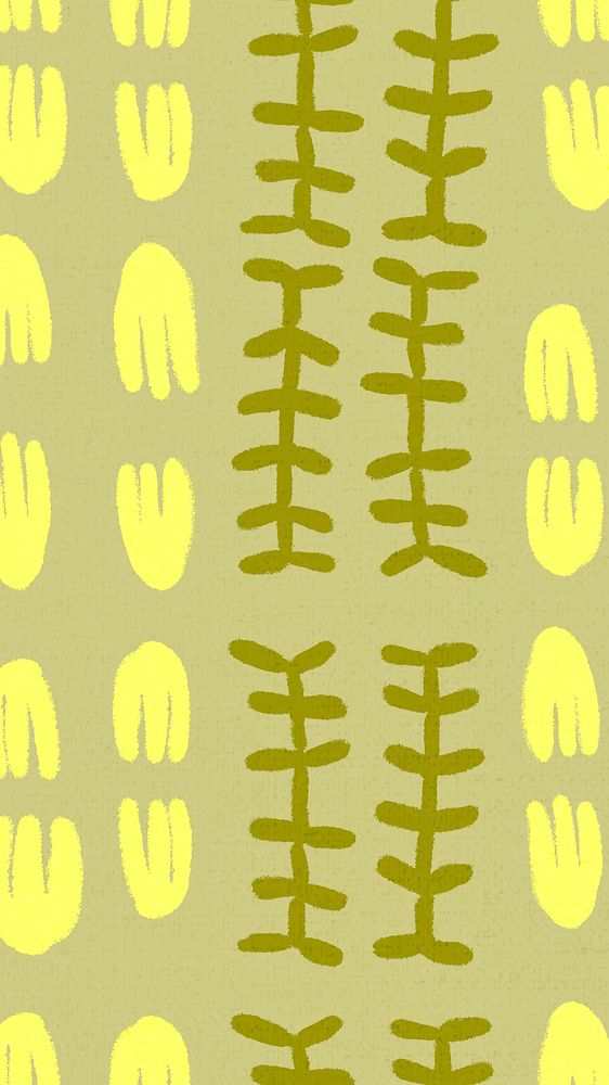 Floral pattern mobile wallpaper, fabric iPhone background vector in yellow