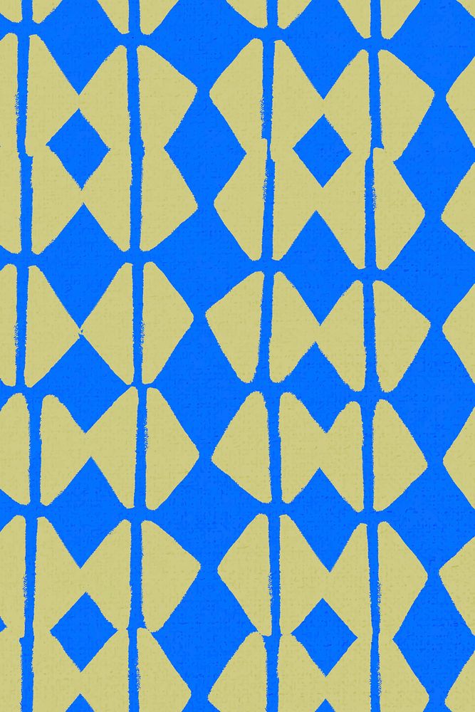 Geometric pattern, textile vintage background vector in blue