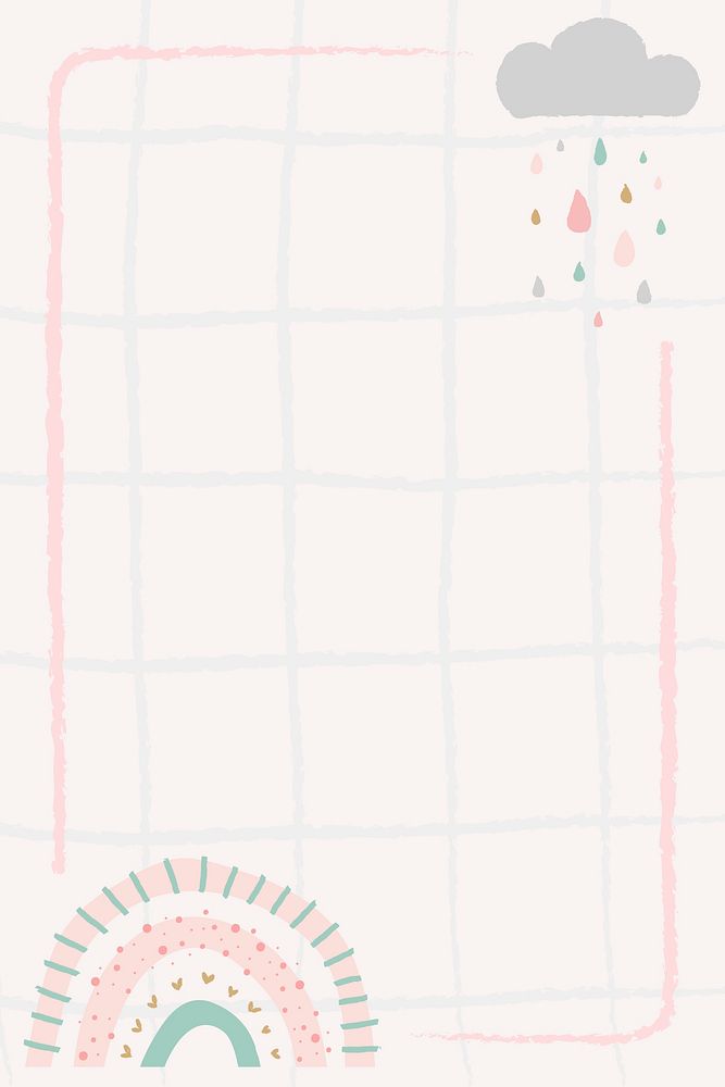 Pastel cute frame, doodle rainbow border vector
