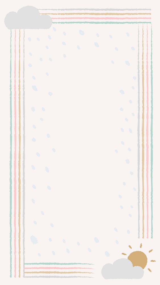 Rain frame, cute doodle border vector