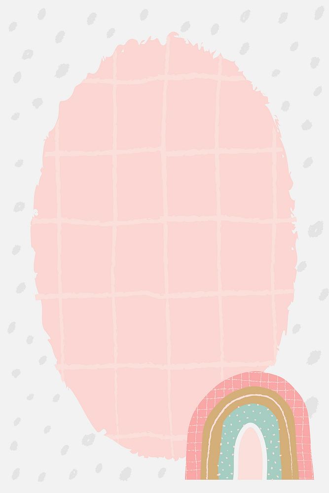 Pink frame, cute doodle rainbow border psd
