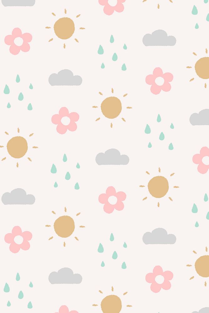 Rain pattern background, cute doodle psd