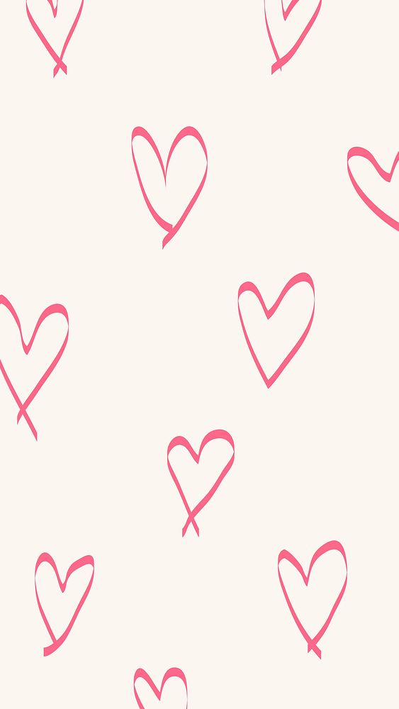 Cute phone wallpaper, pink heart pattern design vector