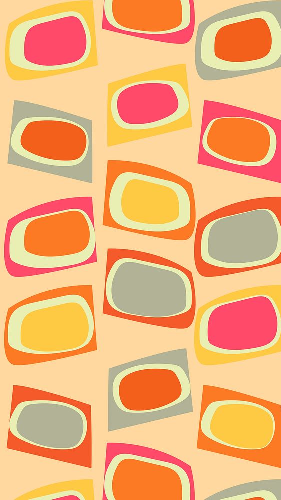Retro colorful phone wallpaper, abstract 70s design background vector