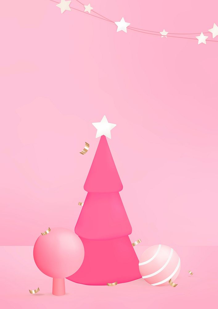 3D Christmas background, festive and pink design