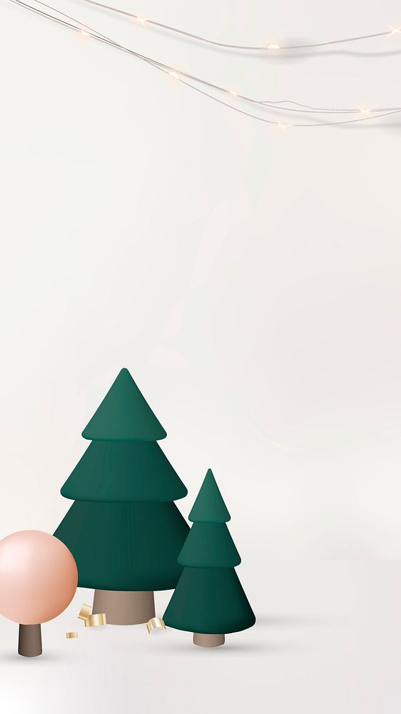 Christmas 3D iPhone wallpaper, aesthetic Xmas background vector