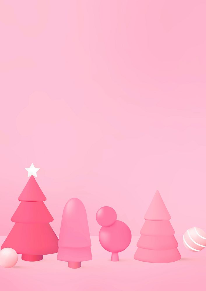 3D Christmas background, festive and pink design vector