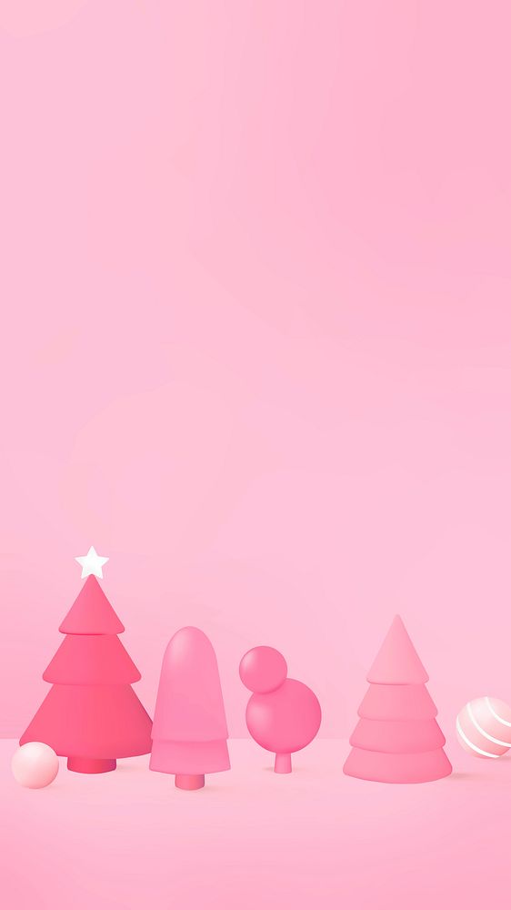 Pink Christmas iPhone wallpaper, cute 3D girly background