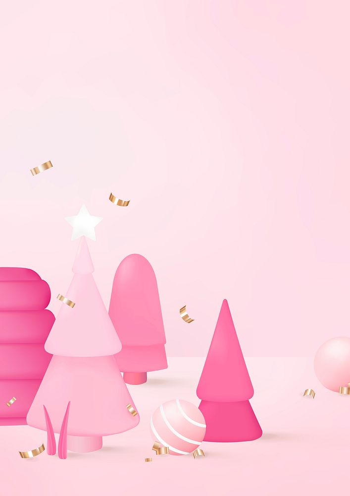 3D Christmas background, festive and pink design vector