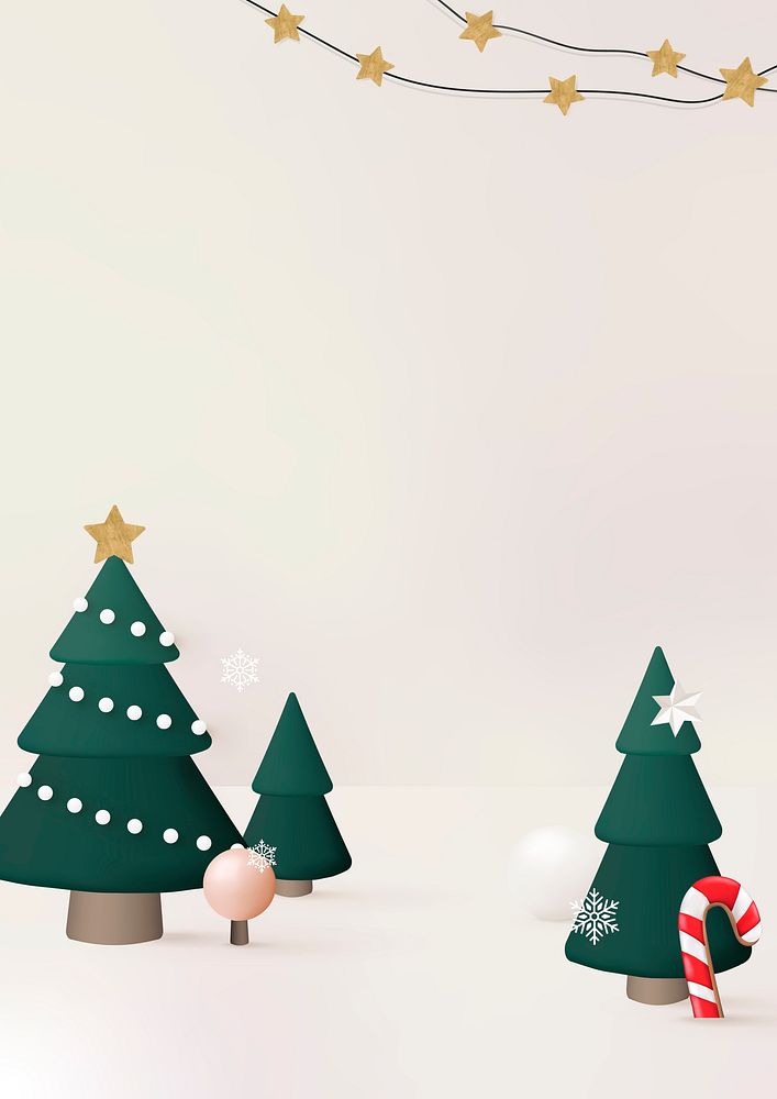 3D winter holidays background, Christmas tree and candy cane vector