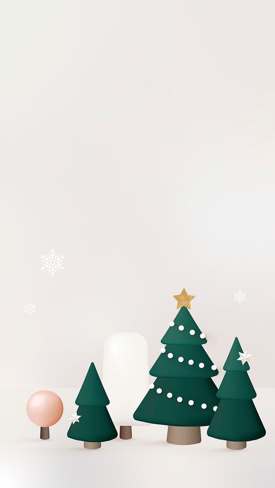 Christmas 3D mobile wallpaper, aesthetic Xmas background vector