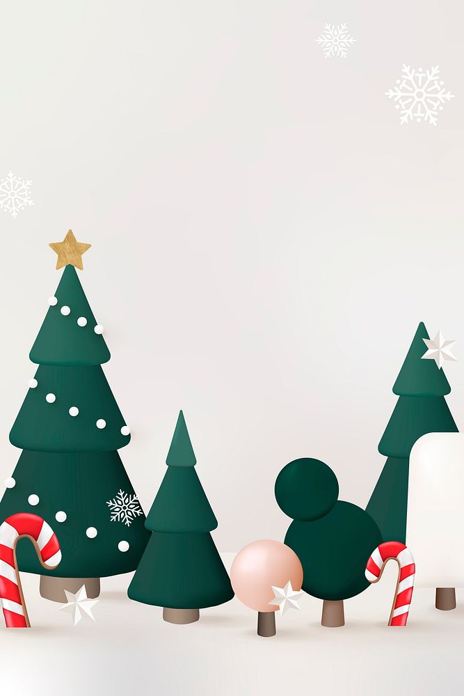 Winter holidays background, 3D Christmas tree and candy cane vector