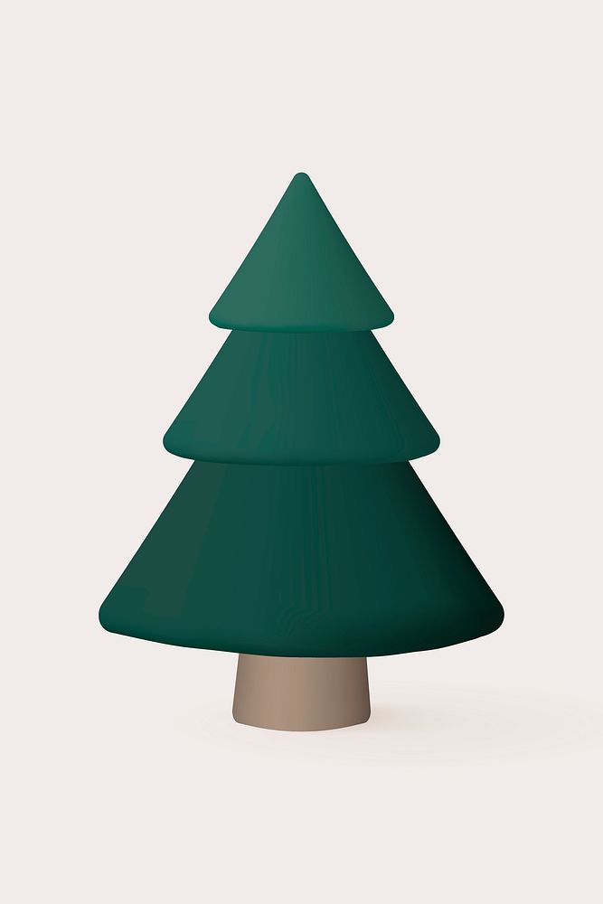 Christmas tree, cute 3D festive decoration vector