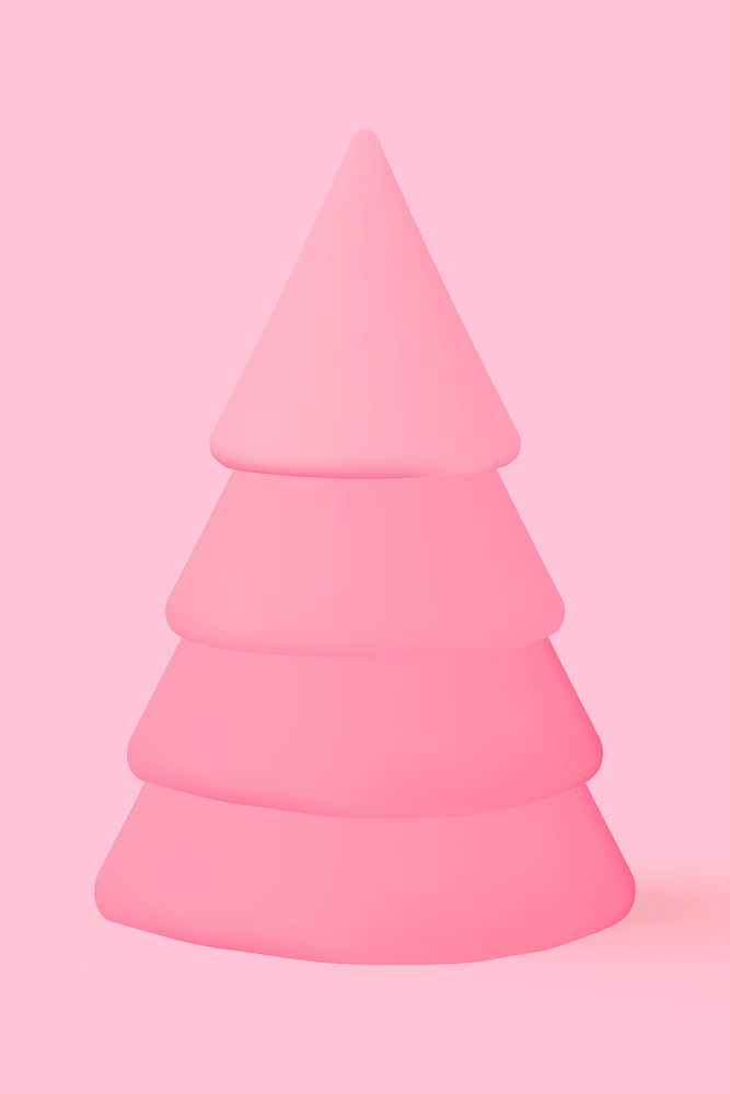 Pink cute Christmas tree, 3D holiday decor psd