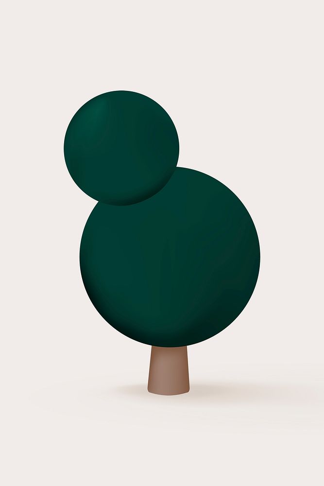 Green 3D ornamental rounded tree, festive decoration