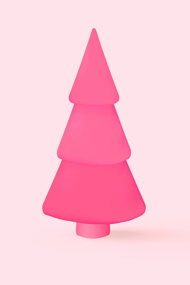 Pink cute Christmas tree, 3D holiday decor vector