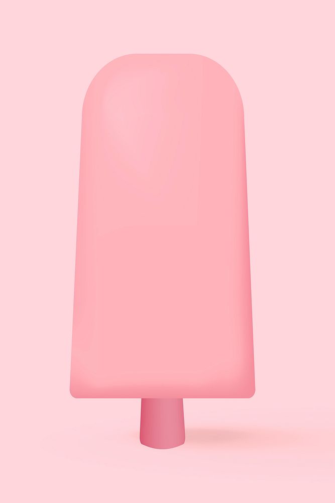 Cute ice cream, pink dessert 3D design vector