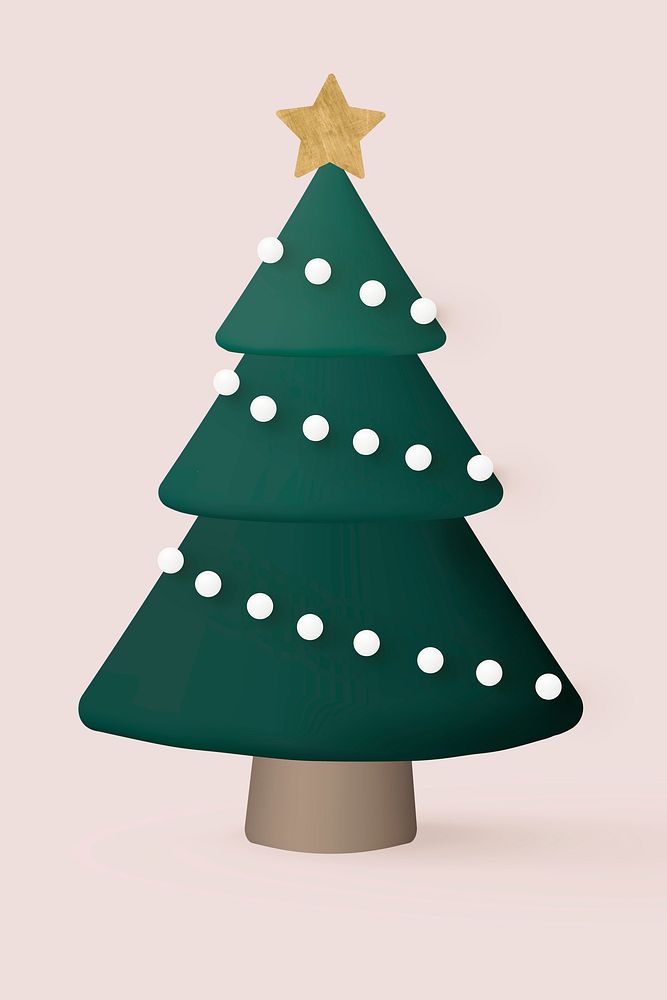 Christmas tree, cute 3D festive decoration psd