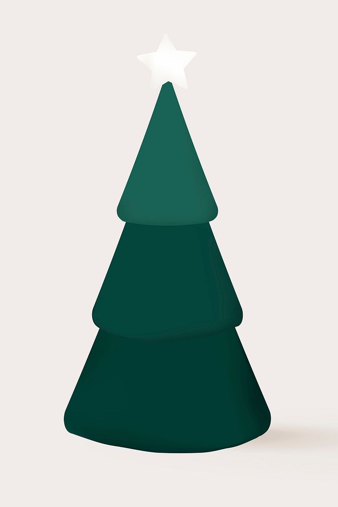 Christmas tree, cute 3D festive decoration vector