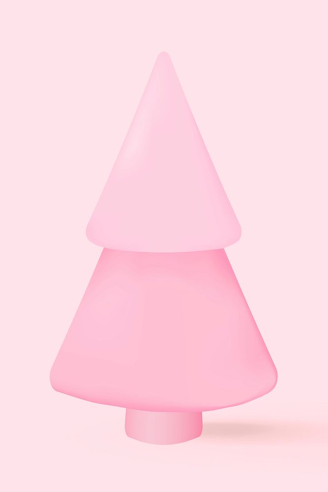 Pink cute Christmas tree, 3D holiday decor