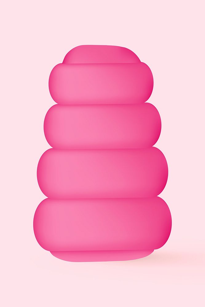 Pink 3D jelly, cute sweet dessert vector