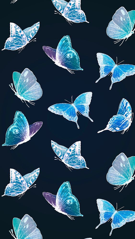 Neon butterfly mobile wallpaper pattern