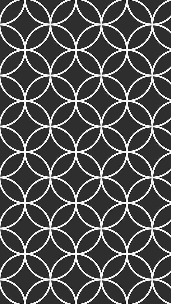 Geometric phone wallpaper, abstract pattern in black and white vector