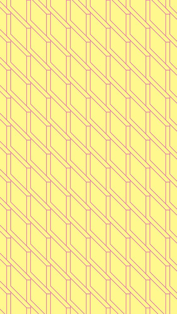 Cute pattern mobile wallpaper, yellow geometric design vector