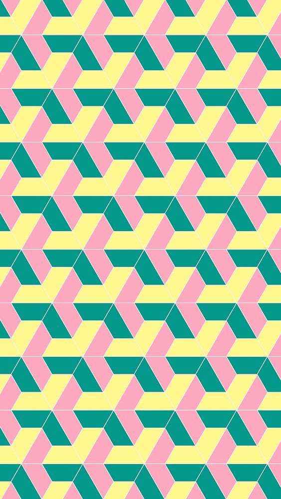 Green phone wallpaper, geometric pattern in pink vector