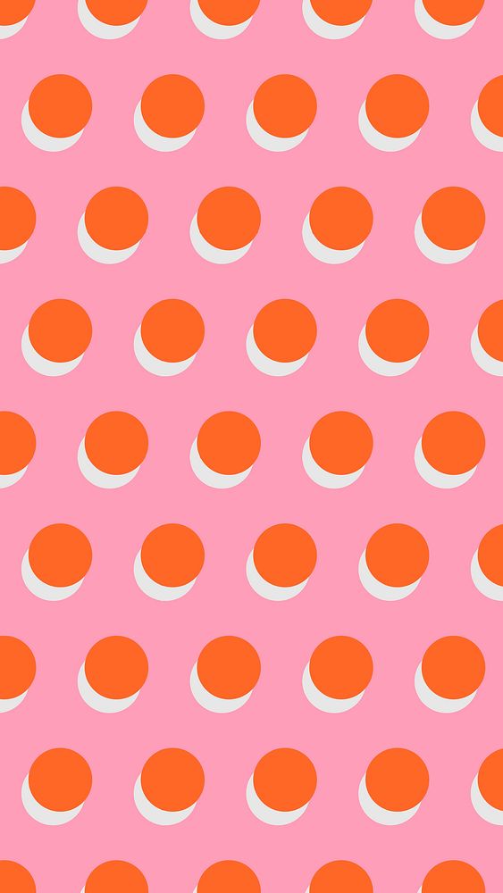 Pink phone wallpaper, polka dot pattern, colorful design vector