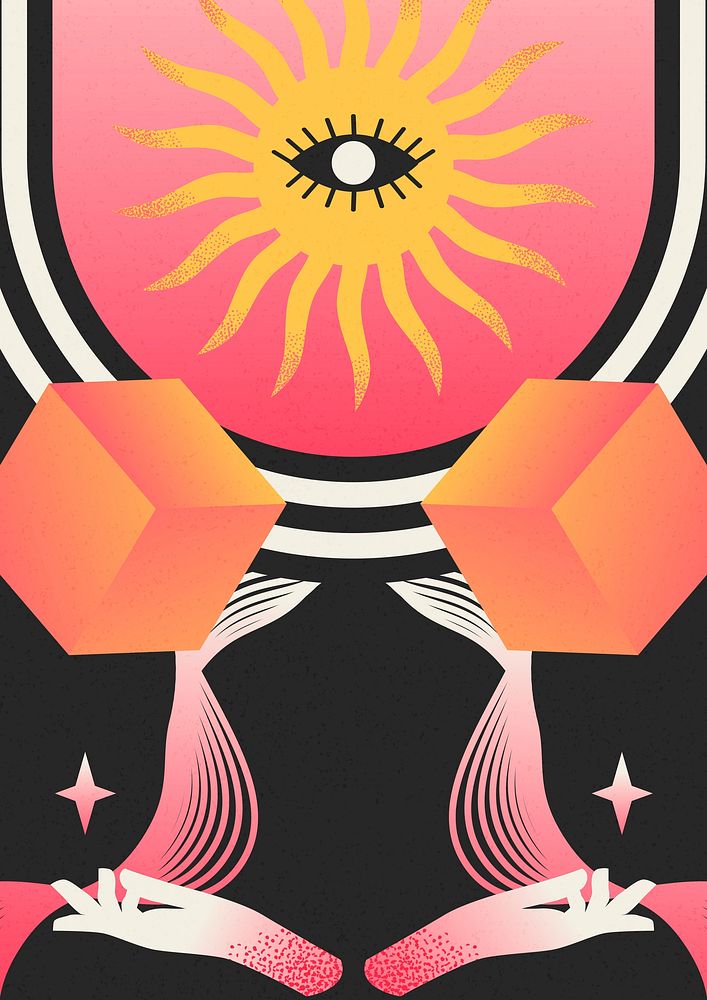 Spiritual sun pink background, mental health design vector