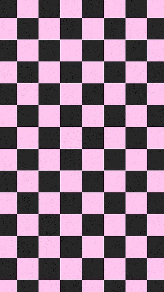 Pink checkered mobile wallpaper, pattern background vector
