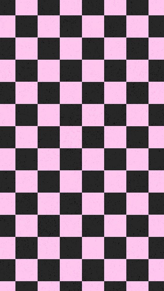 Pink checkered mobile wallpaper, pattern background psd